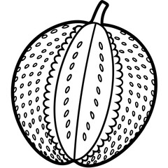 Jackfruit line art vector