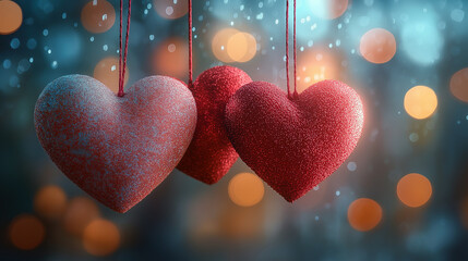 Valentine's Day background. Abstract red hearts holiday backdrop. 