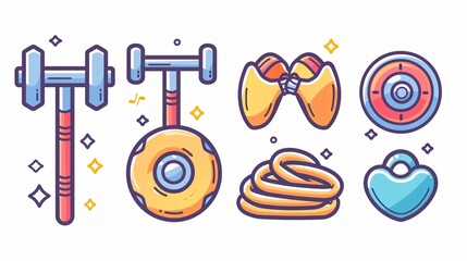 Fitness Line Icons Collection for Graphic Elements