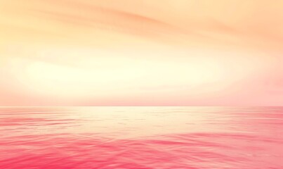 Obraz premium A smooth transition from light peach to dark coral, bathed in sunlight from the horizon, creating a warm and tranquil atmosphere
