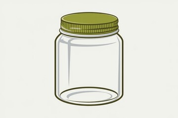 A clear glass jar with a green lid, empty and ready for use.