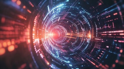 Obraz premium Abstract Futuristic Electronic Circuit Illustration in 2D Style