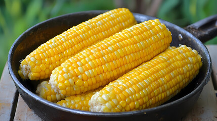 Sweet Corn in a Skillet Pan