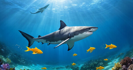 Fototapeta premium fish playing in the sea, fishes circle in the water,