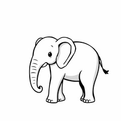 Adorable Elephant Illustration: A cute and simple line drawing of an elephant, perfect for children's books, educational materials, or any project that needs a touch of charm. 