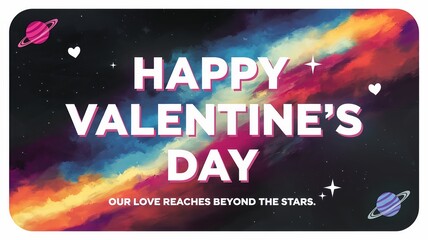 Happy valentine's day special greetings space theme with romantic quotes,4k