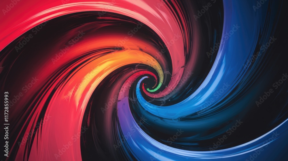 Aufkleber abstract swirling vortex of vibrant red, orange, and blue hues creating a mesmerizing visual experie