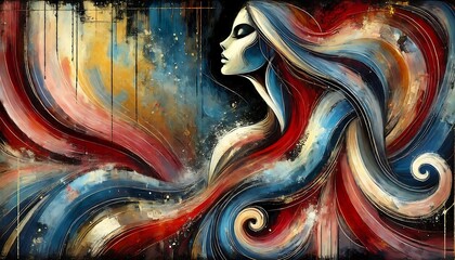 Ethereal Woman in Colorful Swirls