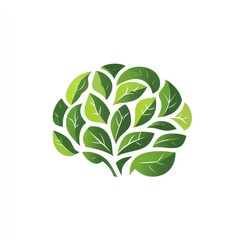 Green Leaves Forming A Brain Shape Design