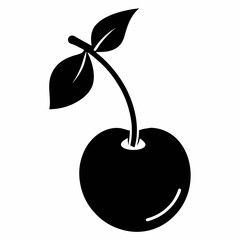 Minimalist Sour Cherry Silhouette Art in Black