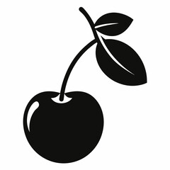 Minimalist Sour Cherry Silhouette Art in Black