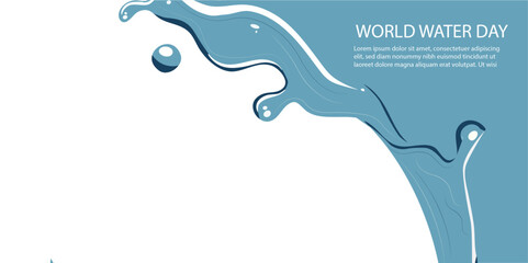 World Water Day Abstract Blue Wave Design banner isolated. Banner illustration with flowing water patterns and droplets, designed for World Water Day campaign materials and environmental awareness
