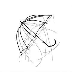 umbrella breeze minimalist line art white background