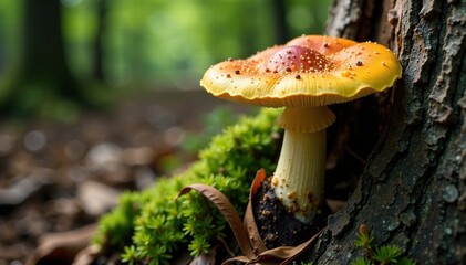 A large wild mushroom growing out of decaying tree bark, , eastern neck wildlife refuge