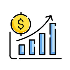 Line icon graph. data, bars and economic growth elements for business infographics. visualization of data statistics and analytics. isolated on white background. vector illustration