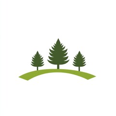 Fototapeta premium Three Pine Trees on a Gently Curved Hill