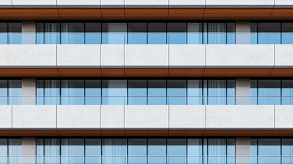 Modern Architectural Design with Symmetrical Windows and Balconies