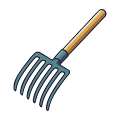 garden rake hand tool equipment flat color vector illustration template design