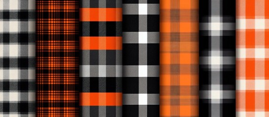 Collection of orange and black plaid patterns.