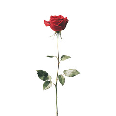 Fototapeta premium Crimson Rose: A single, vibrant red rose, exquisitely captured against a minimalist backdrop, embodying elegance and romantic charm.