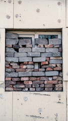 destroyed and burned houses in the city in Ukraine