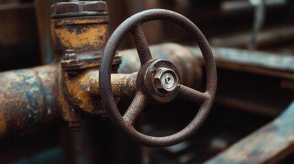 Close-up of a gas pipeline valve in an industrial setting, representing energy infrastructure and natural gas supply systems.