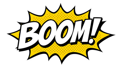 Comic Text BOOM speech bubble in Pop Art style.&nbsp;Generative AI
