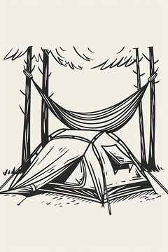 recommend clip art: camping tent hammock outline
