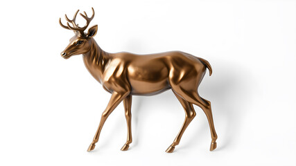 Fototapeta premium Deer metallic 3D image of bronze deer on white background.&nbsp;Generative AI