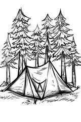 camping tent surrounded by trees