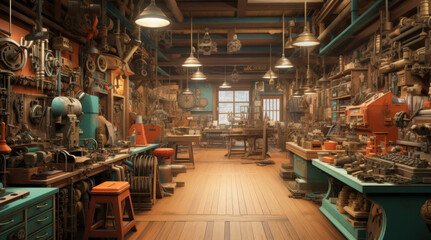 An illustration of a hardware shop