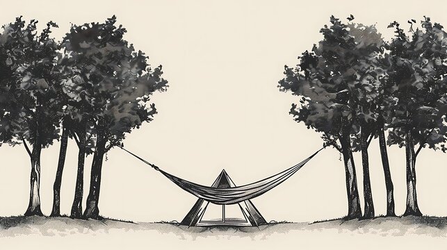 tent with hammock between trees