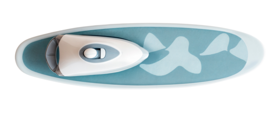 Compact ironing board with modern design, top view, isolated on a transparent background