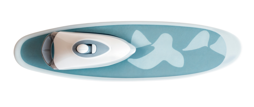 Compact ironing board with modern design, top view, isolated on a transparent background