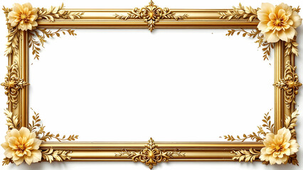 Luxury gold flowers border frame