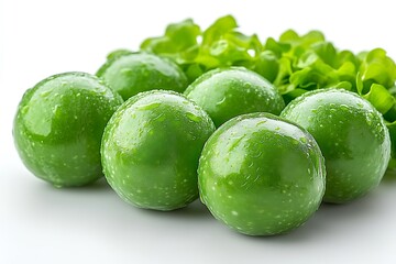 Fresh Green Peas with Dewy Texture and Lettuce