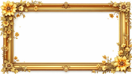 Luxury gold flowers border frame