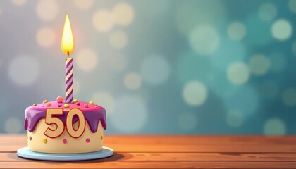 Milestone Celebration Highlighted with a Stunning Cake 50th Birthday Candle Wallpaper Background