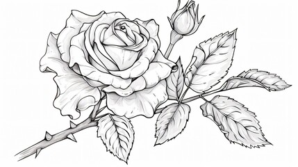 Exquisite Rose Sketch: Elegant Icon of Unopened Flower Bud
