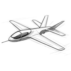 Detailed sketch of an airplane with streamlined wings.