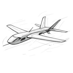 Detailed sketch of an airplane with streamlined wings.