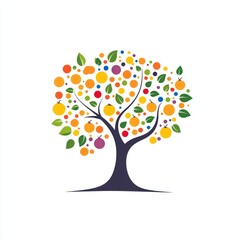 Colorful Fruit Tree Abstract Design Illustration