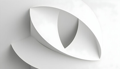 Abstract monochrome paper sculpture, creating dynamic curves and shadows; elegant, modern design.