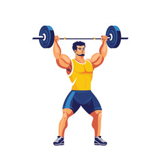 Muscular person in yellow tank top lifting a barbell.