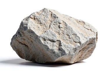 Weathered granite boulder isolated in pristine white, landforms, untouched