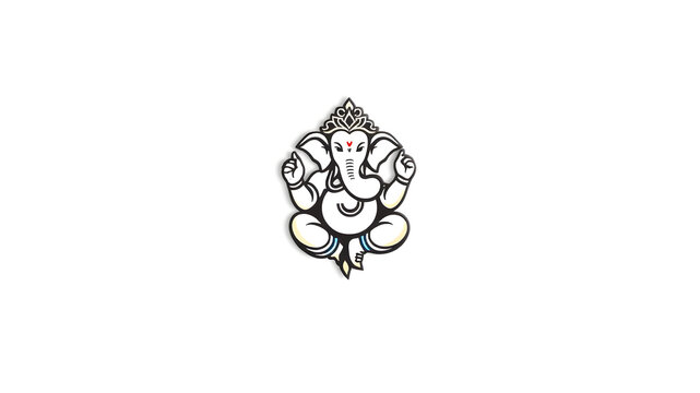 Ganesha logo in white background. Generative AI