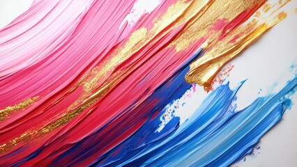 Vibrant Vintage Gold Valentine Frame with Bright Colorful Paint Strokes