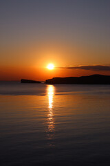 Beautiful sunset at sea. Vladivostok. Russky Island.