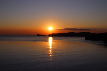 Beautiful sunset at sea. Vladivostok. Russky Island.