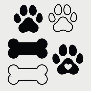 pack of dog paw vector images